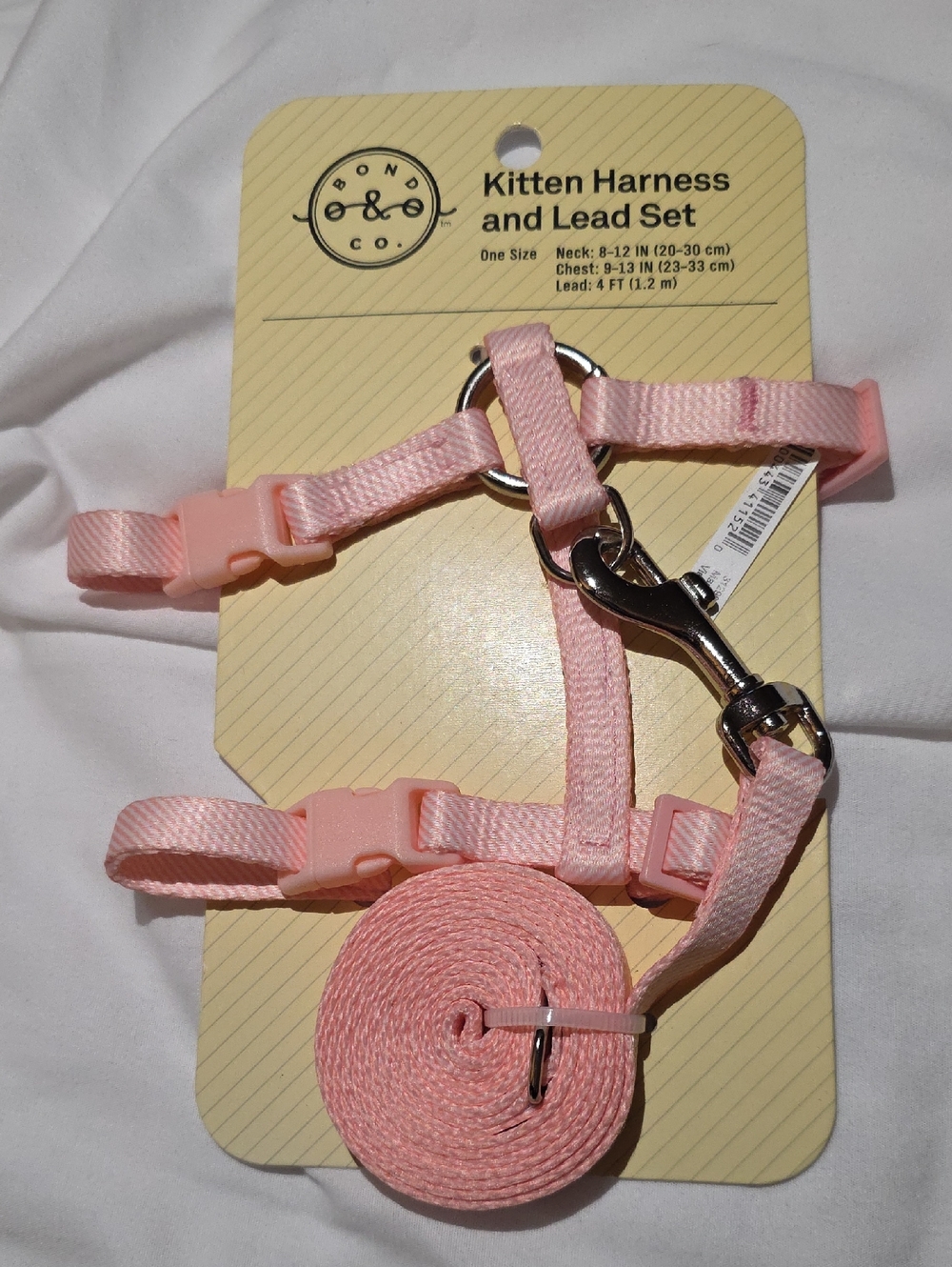 Bond & Co Pink Kitten Harness and Lead Set with Clip Neck 8-12 Inches